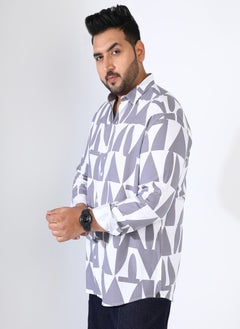 Instafab Plus Men's Dark Grey Abstract Block Shirt  - Image 3
