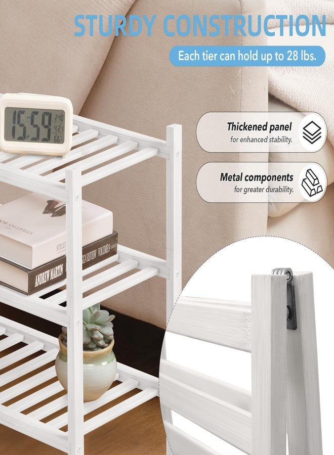 Buymoth 3 Tier Bamboo Shoe Rack Storage Organizer for Closet, Multifunctional Stackable Free Standing Shoe Shelf Organizer for Small Space,Entryway, Hallway, Bathroom27 x11 x20 (White, 3 Tier) - Image 3