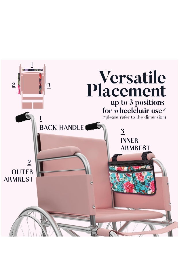 Wheelchair Bag, Floraldy Water-Resistant Walker and Wheelchair Bag for Adults - Convenient Storage Pouch for Rollators, Electric Wheelchairs, Gift for Women and Seniors - Image 2