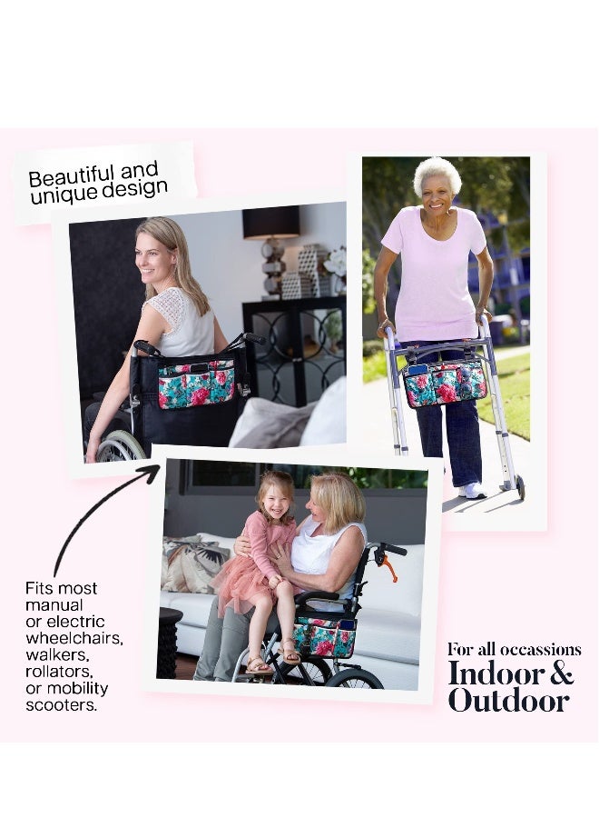 Wheelchair Bag, Floraldy Water-Resistant Walker and Wheelchair Bag for Adults - Convenient Storage Pouch for Rollators, Electric Wheelchairs, Gift for Women and Seniors - Image 3