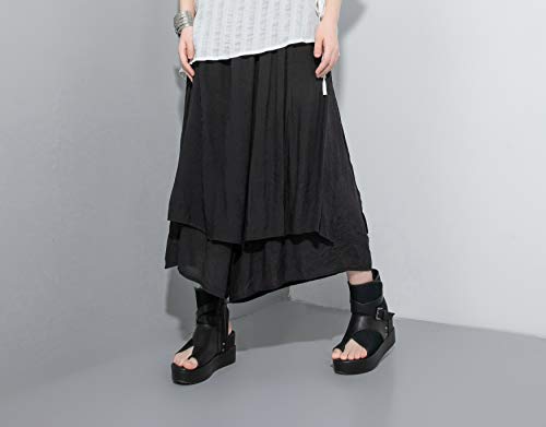 ellazhu Women's Loose Fit Wide Leg Pants with Side Pockets for Casual Lounge Wear Culottes Style GY2416 Black - Image 3