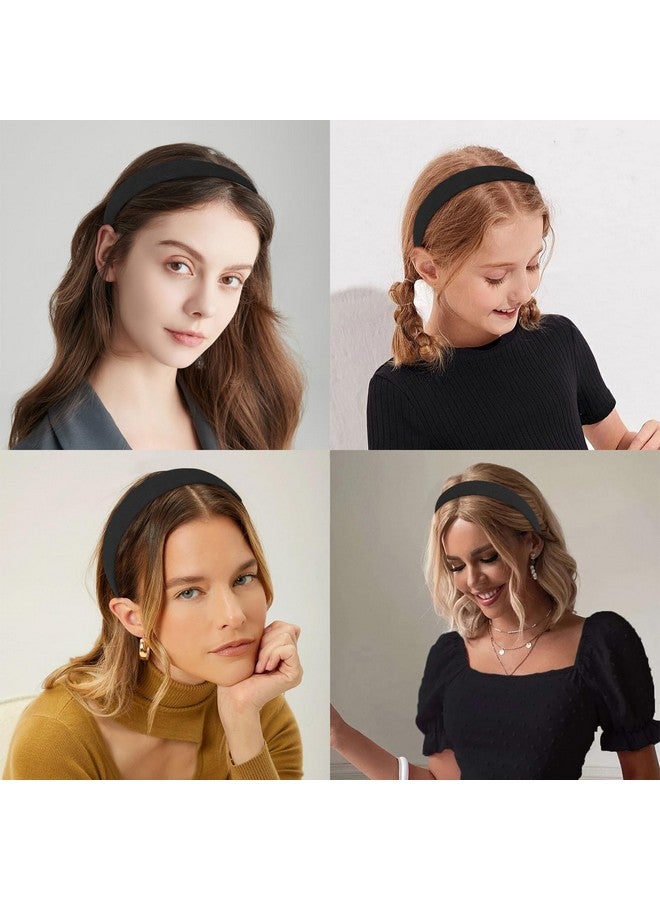 Wecoe Black Headband Women 1 Inch Sueded Like Headband Non Slip Fashion Solid Plain Headband Hair Band Diy Halloween Christmas Costume Hair Accessories For Women Girls Diademas Para Mujer Gifts - Image 1