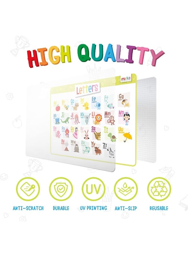 merka merka Educational Kids Placemats - Set of 4: Alphabet, Numbers, Shapes, Colors - Bundle - Non Slip & Washable - Image 2