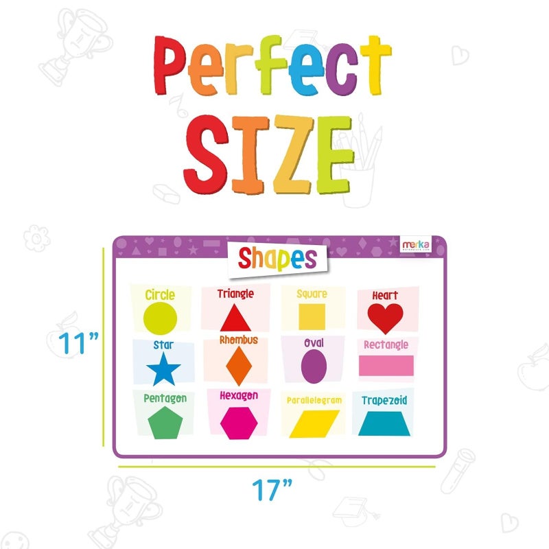 Merka Silicone Placemats for Toddlers - Reusable and Washable with Secure Grip Backing - 17 x 11 Inch Multicolor Kids Placemats with Colors, Numbers & Letters (4 Pack) - Image 4