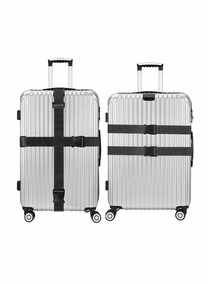 Excefore Heavy Duty Luggage Straps for Suitcases Packing Belts Travel(2 Pack black) - Image 2