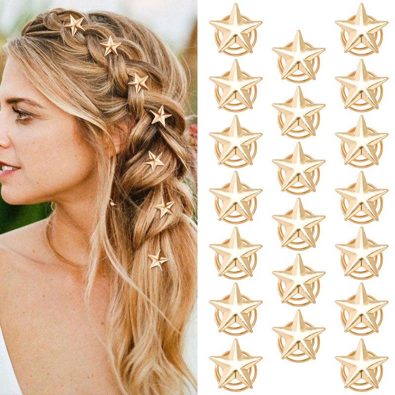 Hapdoo 20pcs Star Hair Clips Gold Star Spiral Hair Clip Bridal Pins Vintage Wedding Braided Hair Clips Headpieces Fashion Hair Stylish Accessories for Women Girls
