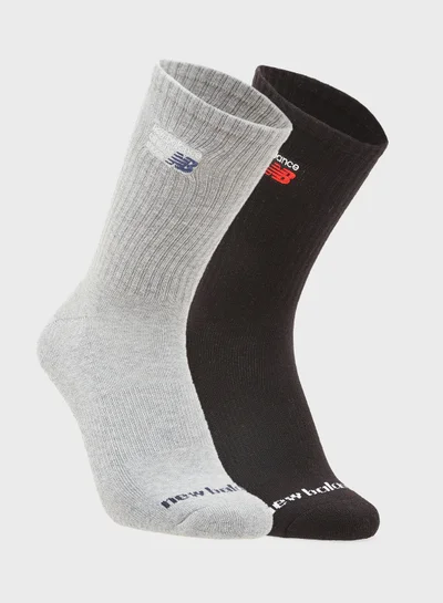 New Balance 2 Pack Embroidery Graphic Crew Socks