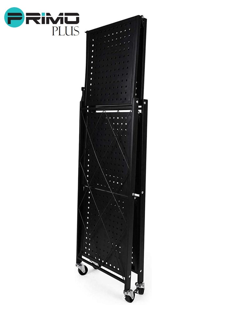 بريمو بلس رف تخزين قابل للطي بثلاث طبقات مع عجلات أسود - Image 3