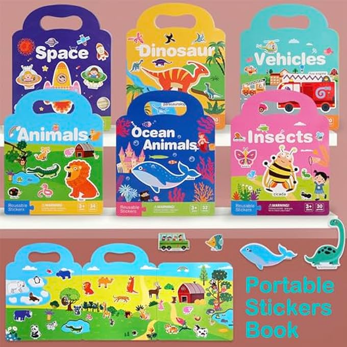 6PCS STICKERS BOOK FOR KIDS, 3+ YEARS TODDLERS, FUN EDUCATIONAL STICKERS PAD LEARNING SUPPLIES QUIET BOOK FOR BOYS GIRLS GIFTS - Image 4