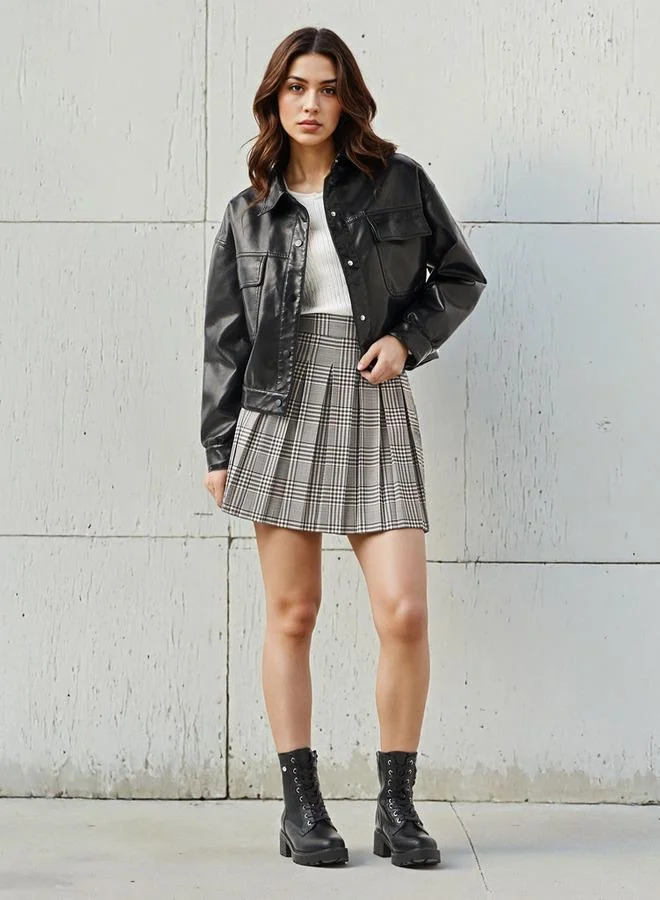 Lee Cooper Lee Cooper PU Trucker Jacket with Flap Pockets