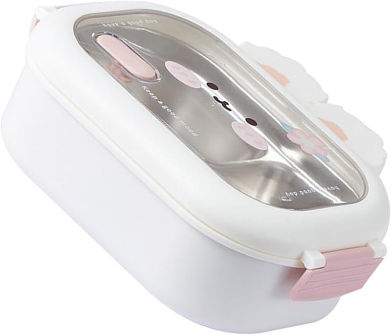 HOMERA Durable Stainless Steel Kids Lunch Box 1000 ml Thermal Food Container Leak Proof Divided Compartments with Airtight Lid and Spoon Microwave Freezer Safe