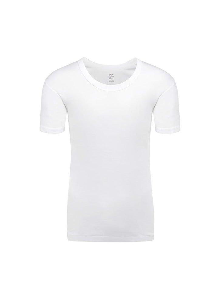 LUX Premium Men's Round Neck T-Shirt – [Pack of 3] White, Super Combed Pure Cotton T-Shirt for Men, Comfortable Fit, Breathable Fabric, Machine Washable, Close-To-Body Fit, Lightweight