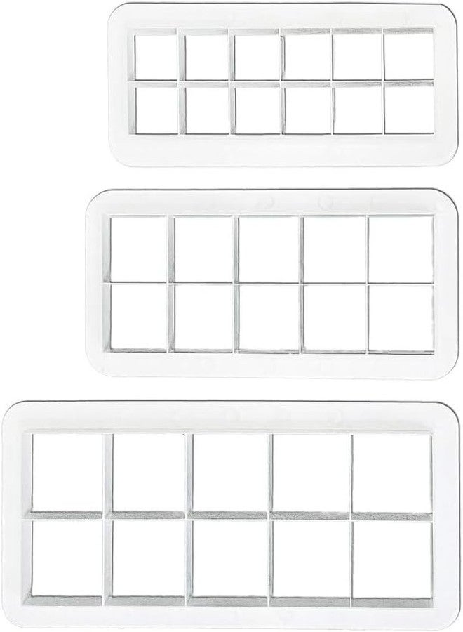 Qintreesify 3 Pcs White Square Cookie Cutter Set, Geometric Multicutter, Square Biscuit Cutters, Cake Decorating, Baking Tools Accessories - Image 1