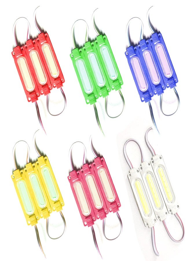 Wizzo (Pack of 18 Pieces DC 12V 2W Capsule Shape LED Module Diffused Light Lamp Multipurpose Use For Home, Temple Decoration DIY Projects, Hobby Kit (3 Pieces Each Red Green Blue Yellow White Pink)