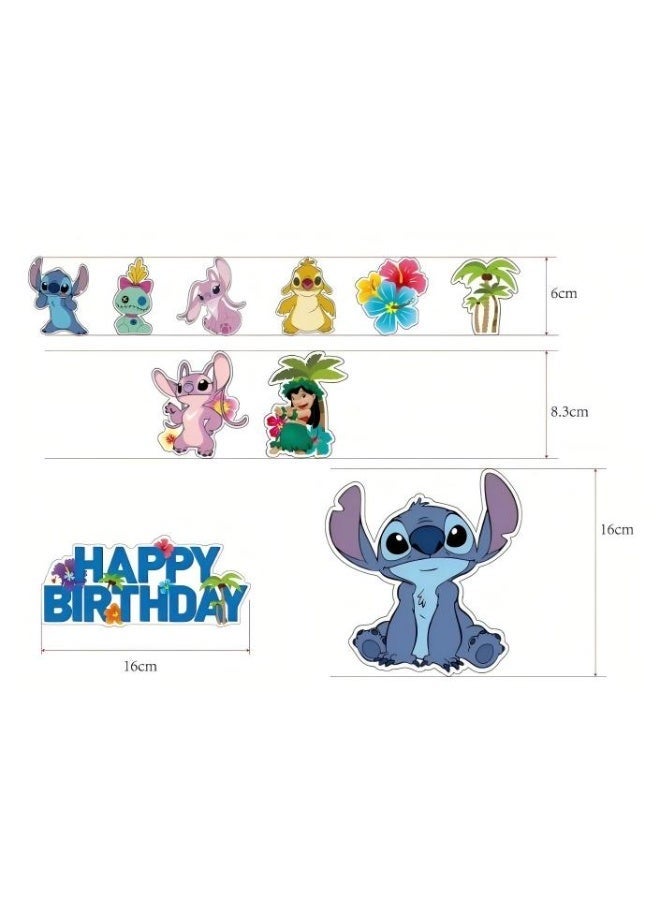 ILovhaprty Stitch Cake Decorations, 10pcs Lilo & Stitch Cake Toppers Set - 2 Big Stitch Birthday Cake Topper + 8 Small Ohana Themed Toppers for Stitch Birthday Decorations Supplies - Image 2