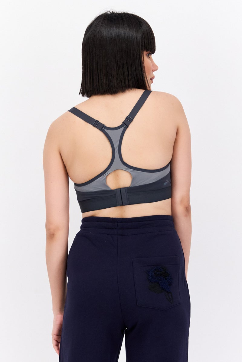 Brooks Women Sportswear Fit Lightly Padded Running Sports Bra, Grey  - Image 3