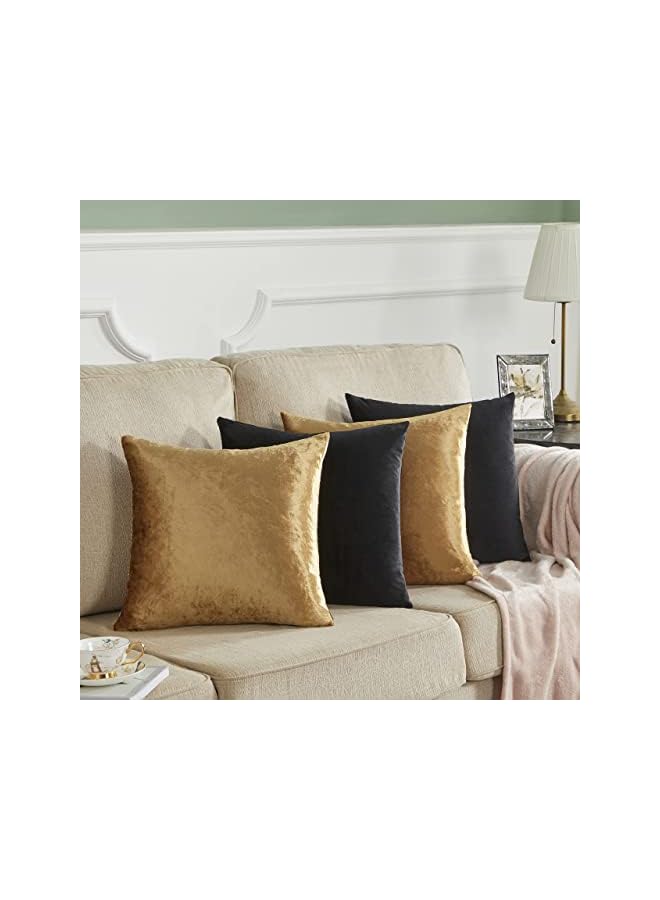 The Bros Decorative Throw Pillow Covers 18 x 18, Set of 4 Square Velvet Cushion Covers, Throw Pillow Cover Protector Cushion Covers Pillowcase Home Decor Decorations for Sofa Couch Bed Chair Car - Image 4