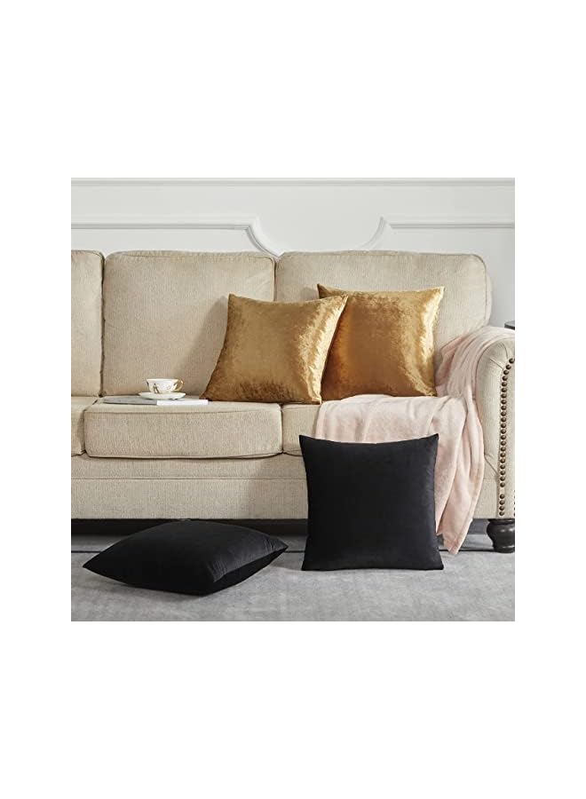The Bros Decorative Throw Pillow Covers 18 x 18, Set of 4 Square Velvet Cushion Covers, Throw Pillow Cover Protector Cushion Covers Pillowcase Home Decor Decorations for Sofa Couch Bed Chair Car - Image 3