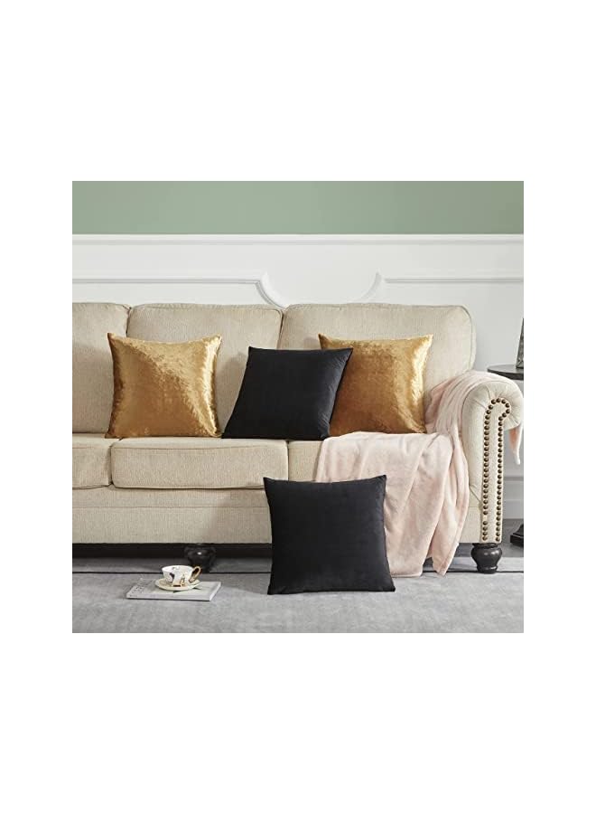 The Bros Decorative Throw Pillow Covers 18 x 18, Set of 4 Square Velvet Cushion Covers, Throw Pillow Cover Protector Cushion Covers Pillowcase Home Decor Decorations for Sofa Couch Bed Chair Car - Image 2