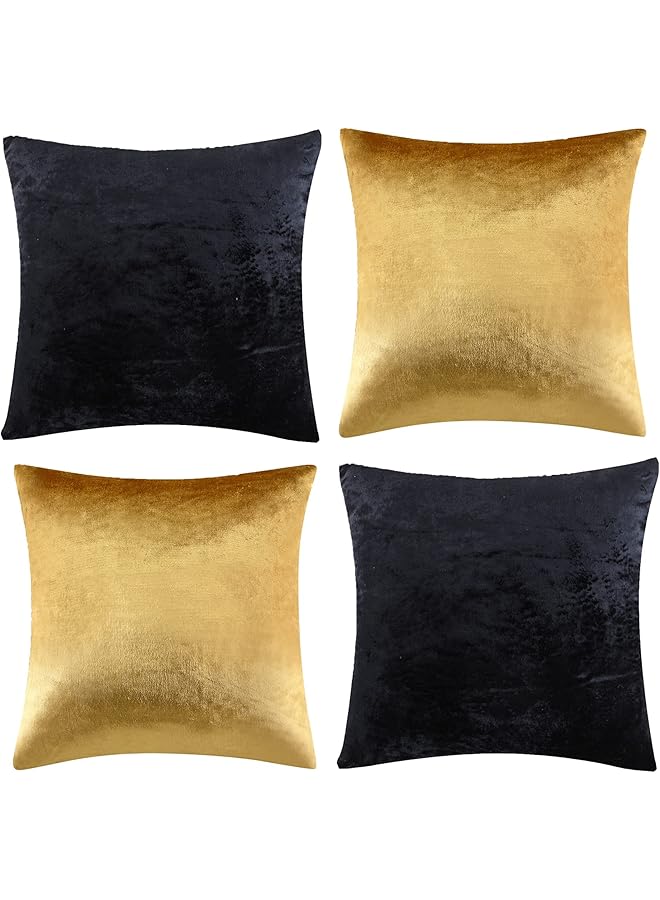 The Bros Decorative Throw Pillow Covers 18 x 18, Set of 4 Square Velvet Cushion Covers, Throw Pillow Cover Protector Cushion Covers Pillowcase Home Decor Decorations for Sofa Couch Bed Chair Car - Image 1