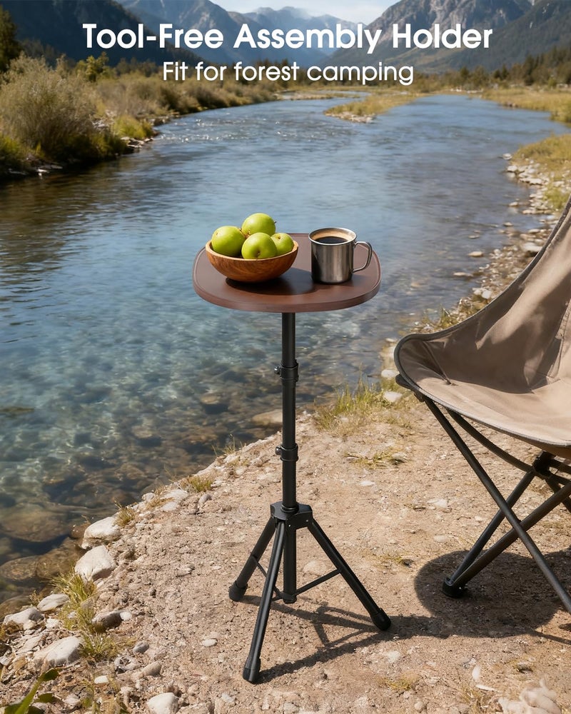AXVLU Car Tray Table & Car Laptop Desk - Height Adjustable 360° Swivel Tripod, Solid Wood Car Laptop Mount & Cup Holder Table-Steering Wheel Tray for Dining, Home, Outdoor Picnic, Hiking & Traveling (Oval) - Image 3