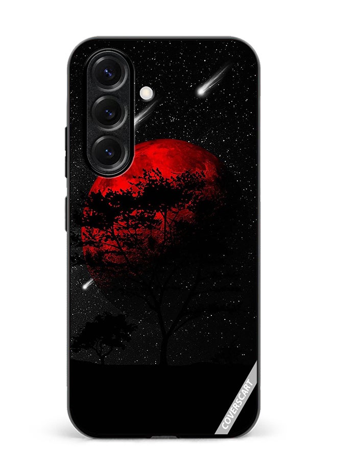 VR CREATIVE Protective Case Cover For Samsung Galaxy S25 Red Moon Design Multicolour