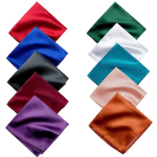 Young Arrow Satin Pocket Square for Men, Wedding Handkerchief for Suits, Blazers & Tuxedo, Men's Pocket Square Combo (Pack of 10) - Image 1