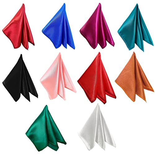 Young Arrow Satin Pocket Square for Men, Wedding Handkerchief for Suits, Blazers & Tuxedo, Men's Pocket Square Combo (Pack of 10) - Image 2