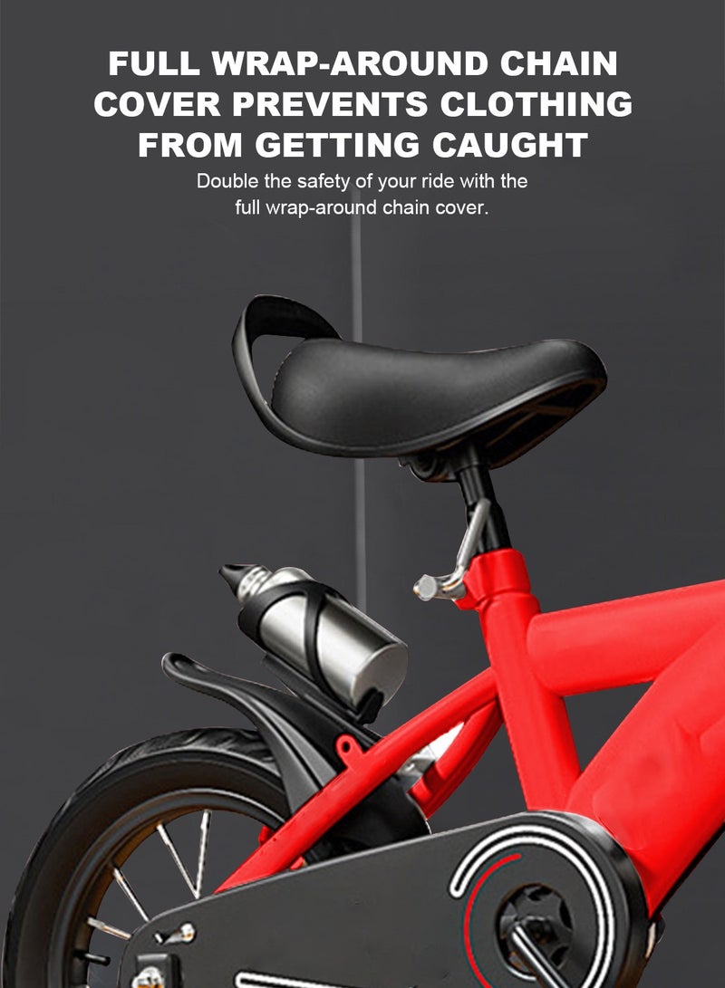 ما بيبي دراجة أطفال مقاس 12-20 بوصة مصنوعة من الفولاذ الكربوني العالي للأطفال من سن 2 إلى 14 عامًا مع عجلات تدريب وامضة مع سلة ومقعد قابل للتعديل وزجاجة مياه يمكن وضعها في الذيل وفرامل حساسة آمنة ومستقرة - Image 3