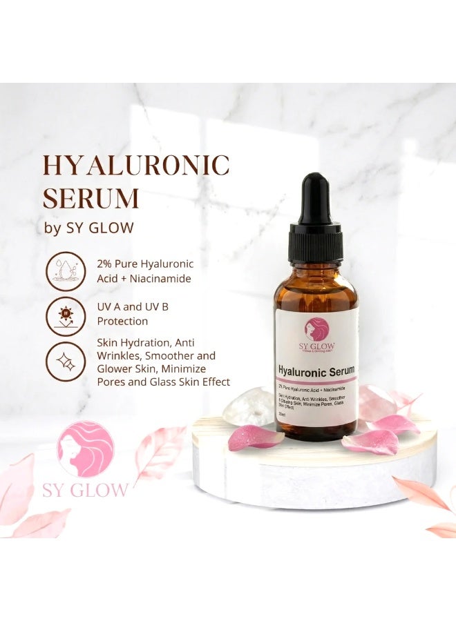 SY GLOW Facial Serum with 2% Pure Hyaluronic Acid for Deep Nourishment and Hydration, Combined with Niacinamide to Improve Skin Tone, Reduce Pore Appearance and Boost Natural Glow - Image 3
