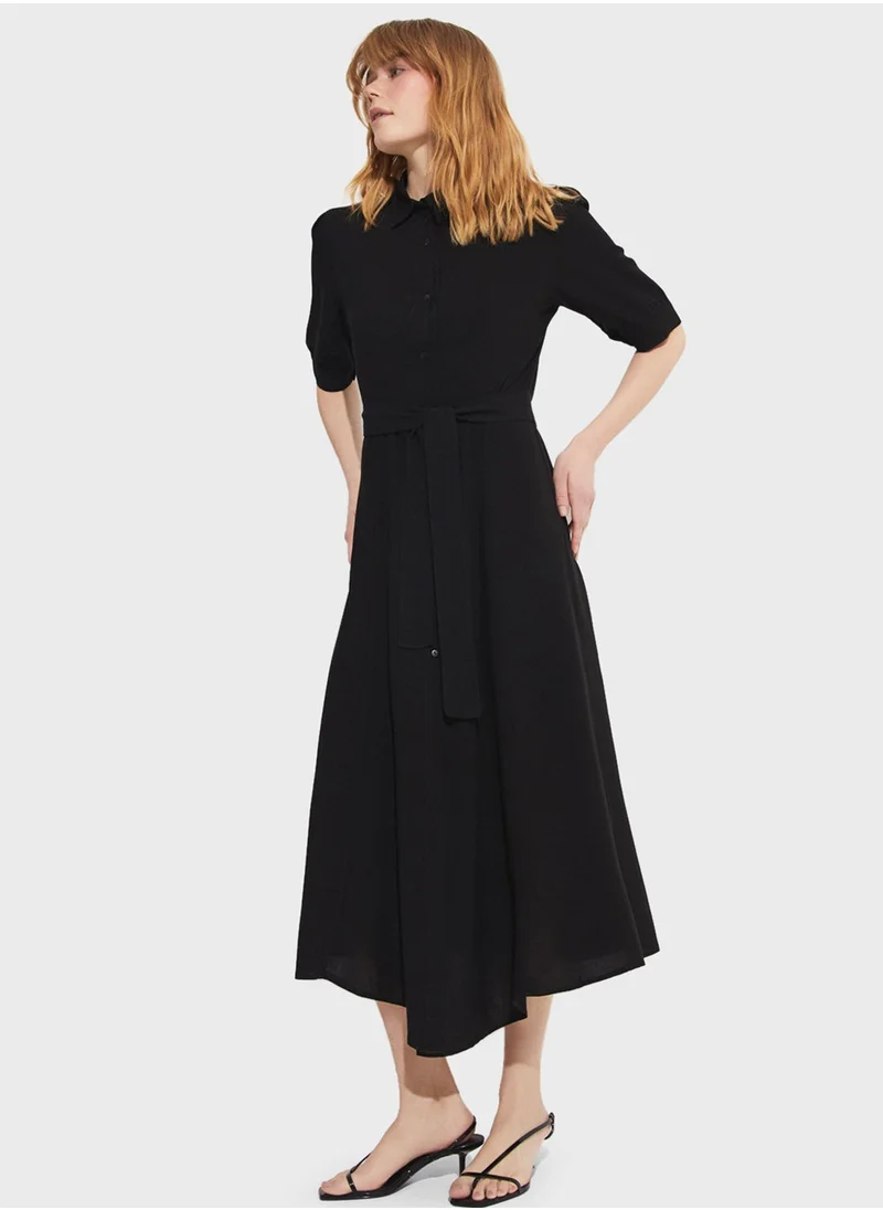 JUNE Belted Shirt Dress