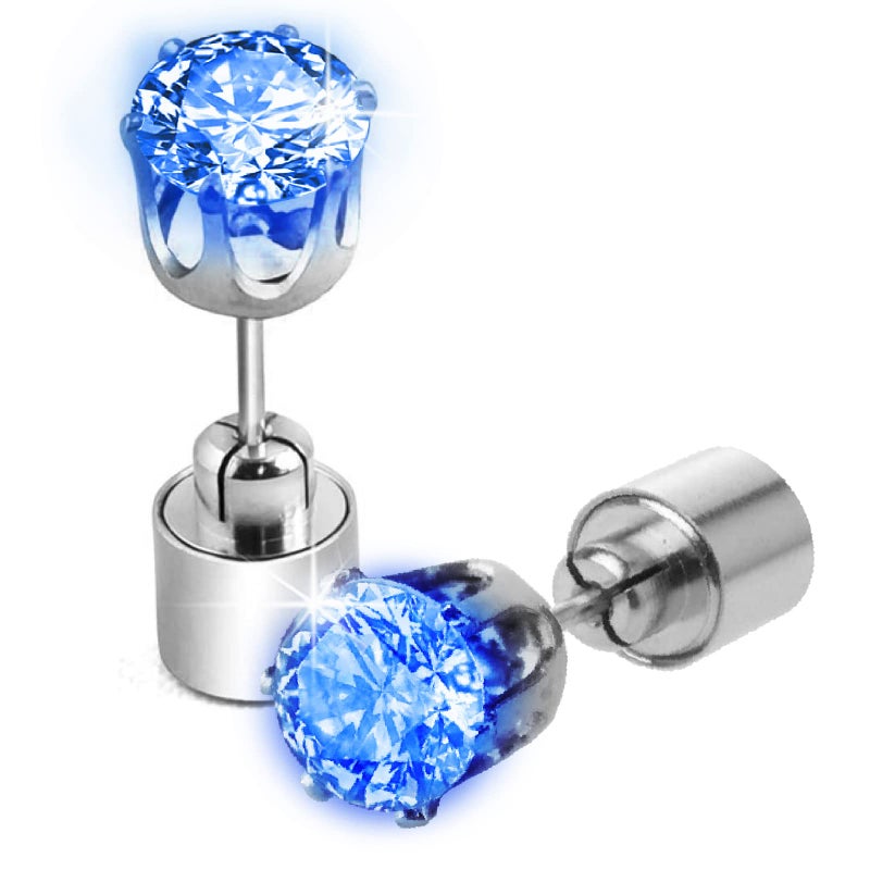 IC ICLOVER أقراط LED أنيقة من IC ICLOVER تتلألأ بتصميم تاج ماسي للإحتفالات والمناسبات - زرقاء - Image 1