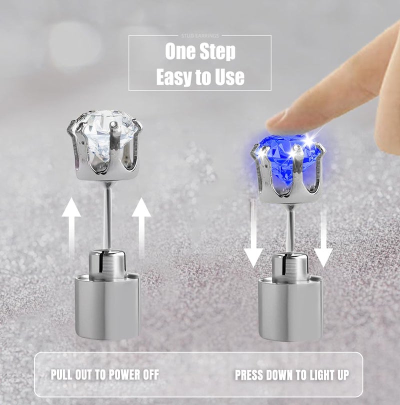 IC ICLOVER أقراط LED أنيقة من IC ICLOVER تتلألأ بتصميم تاج ماسي للإحتفالات والمناسبات - زرقاء - Image 4