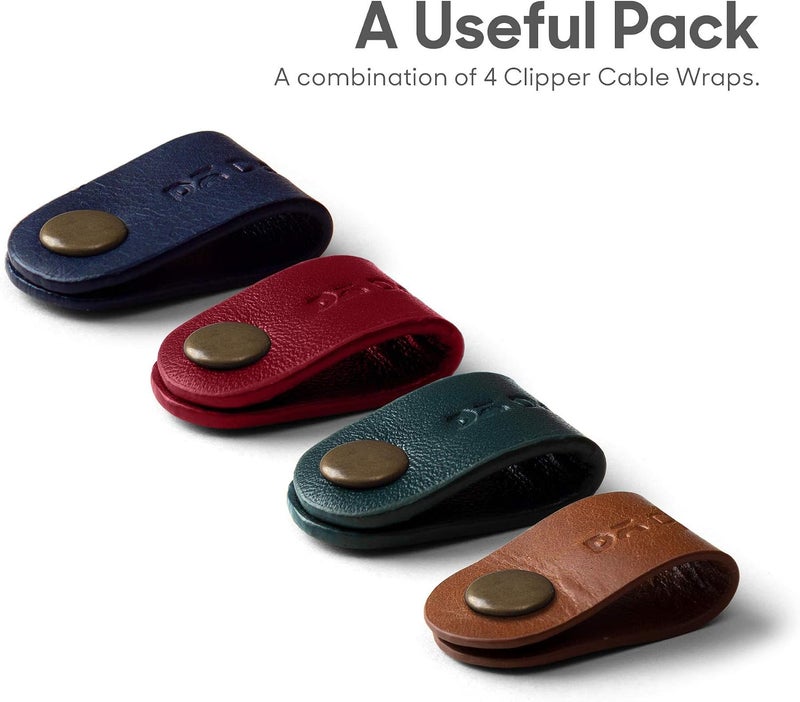 DailyObjects Clipper Cable Wrap for Cables/Chords/Wires | Wire Winder, Headphones Holder, Mini Clip Organiser | Made, Dry-Milled Leather | (Multicolor) - Set of 4 - Image 2