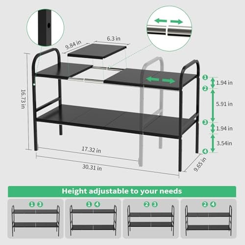 HADWER Expandable 2-Tier Under Sink Organizer, 8 Removable Plastic Boards, Tool-Free Installation (Black, 2-Tier 8 Boards) - Image 3