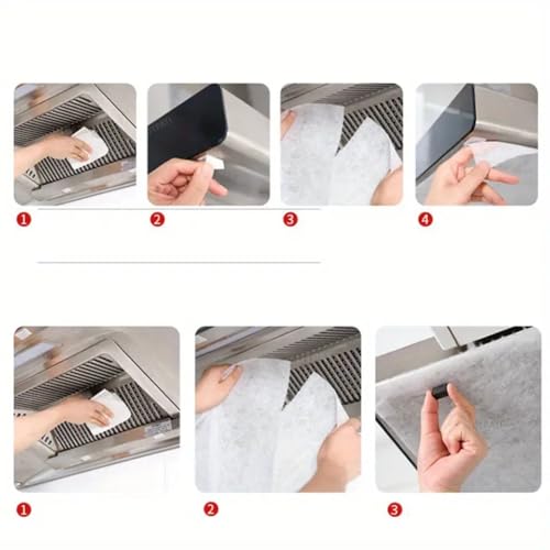 UTPATI 12 Pack Universal Range Hood Grease-Oil Absorbent Filters Mesh, Disposable Non Woven Fabric for Kitchen Vent Cleanliness, High Temperature Resistant Filter for Easy Cleaning, Stove Dust Cover - Image 4