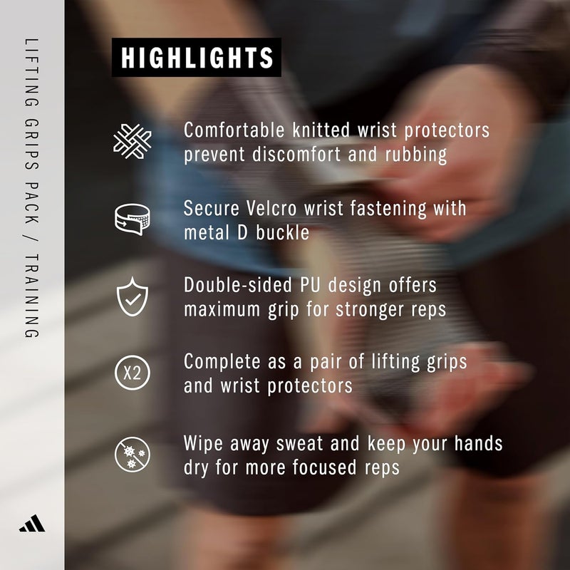 Adidas حزمة قبضة الرفع من أديداس - أسود/أبيض - L/XL - Image 5