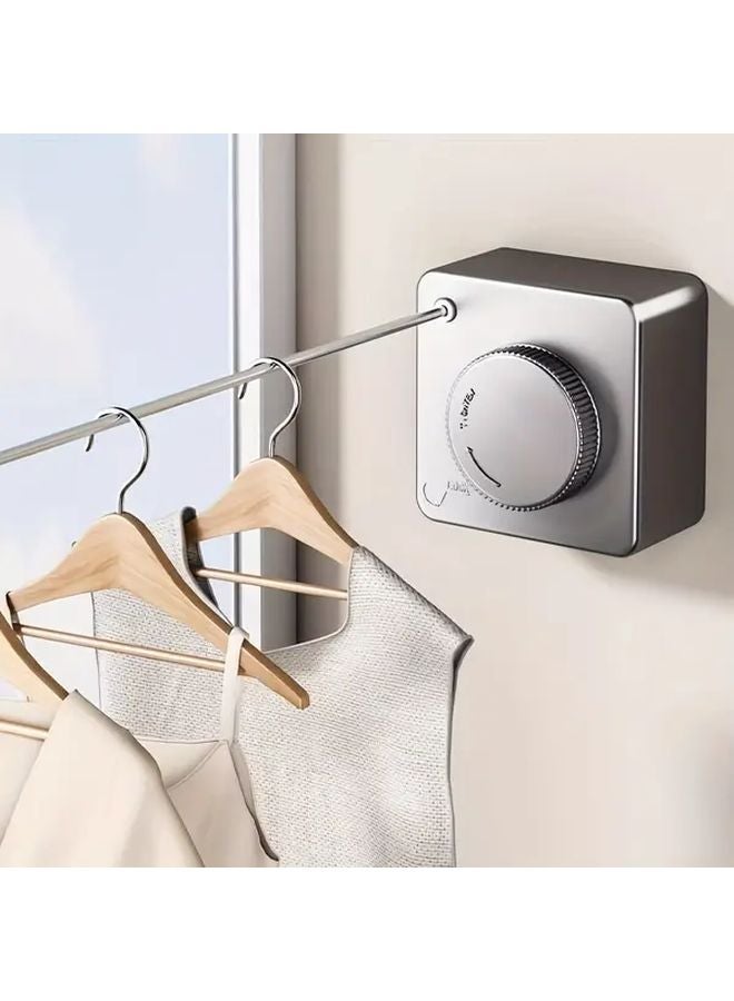 White Retractable Stainless Steel Clothesline 480cm No Drilling Required Indoor Drying Rack - Image 2