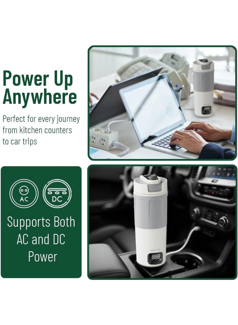 Green Lion Kettle & Go 600mL, Travel Electric Kettle with 300W Power, 6 Preset Functions, Type-C Power Input, Water Boiler, 7-8 Minutes Heating Time, PP & Stainless Steel 304 Material, Touch Control, Keep Warm Mode, For Tea, Coffee & Hot Water - White - Image 5