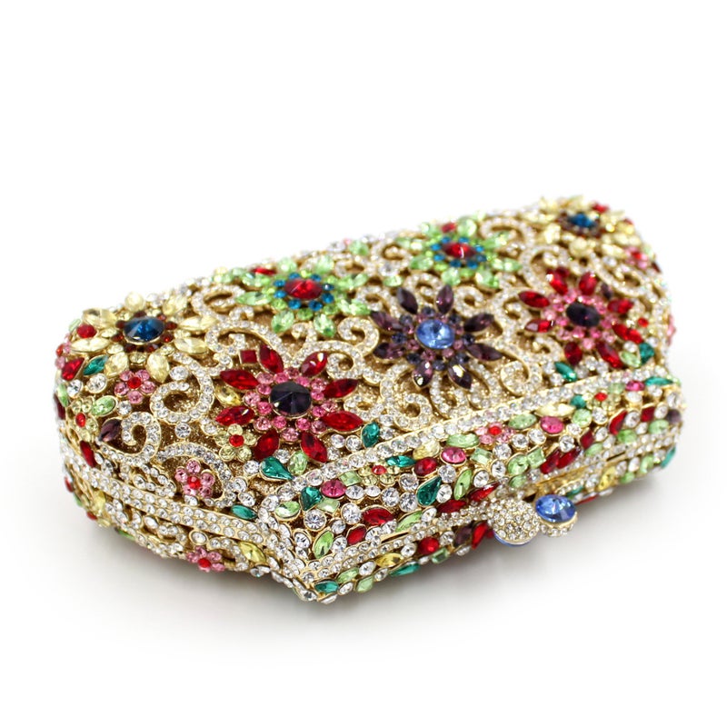 Diamond-Encrusted Chain Small Bag Celebrity Flower Banquet Handbag Wedding Banquet Rhinestone Evening Banquet Handbag Bags - Image 5