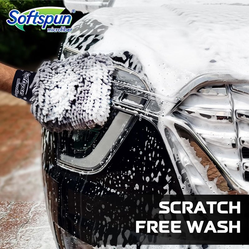 SOFTSPUN Microfiber 1pcs Grey 340gsm 40x40cm & 1700gsm 1 Glovs + 500ml Car & Bike Premium Liquid Shampoo Combo | Extra Suds, Removes Tough Dirt & Grime | pH Neutral | Works with Bucket & Foam Cannon - Image 4