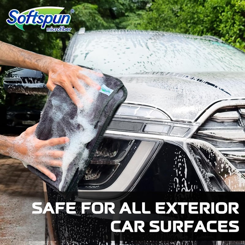 SOFTSPUN Microfiber 1pcs Grey 340gsm 40x40cm & 1700gsm 1 Glovs + 500ml Car & Bike Premium Liquid Shampoo Combo | Extra Suds, Removes Tough Dirt & Grime | pH Neutral | Works with Bucket & Foam Cannon - Image 5