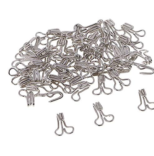 Crafteez Metal Blouse Hook for Tailoring and Embroidery Silver Hook Eye Pack of 100  - Image 1