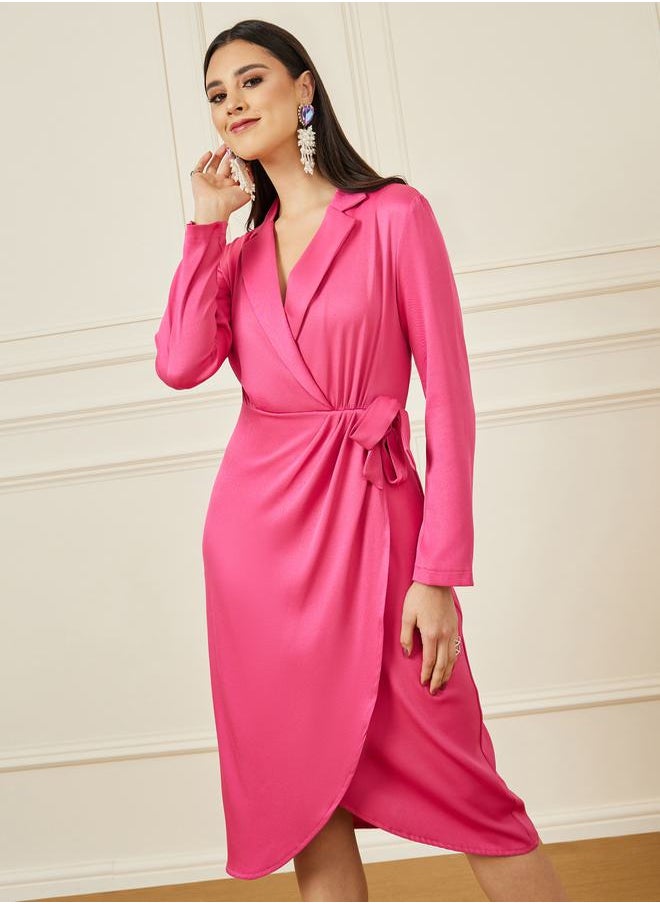 Styli - Wrap Front Tie-Up Detail Blazer Midi Dress - Image 1