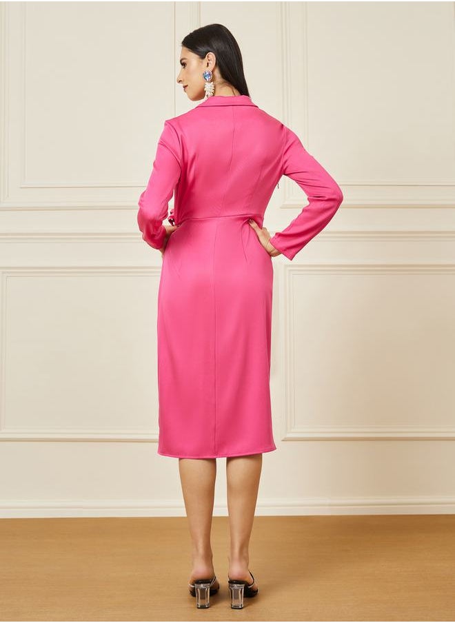 Styli - Wrap Front Tie-Up Detail Blazer Midi Dress - Image 1
