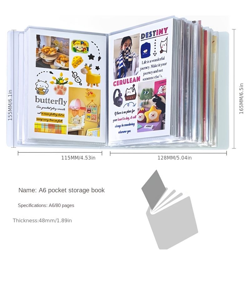 A6 Storage Album 80 Pages For Stickers Postcards Photo Journal Cards And Notes - Image 5