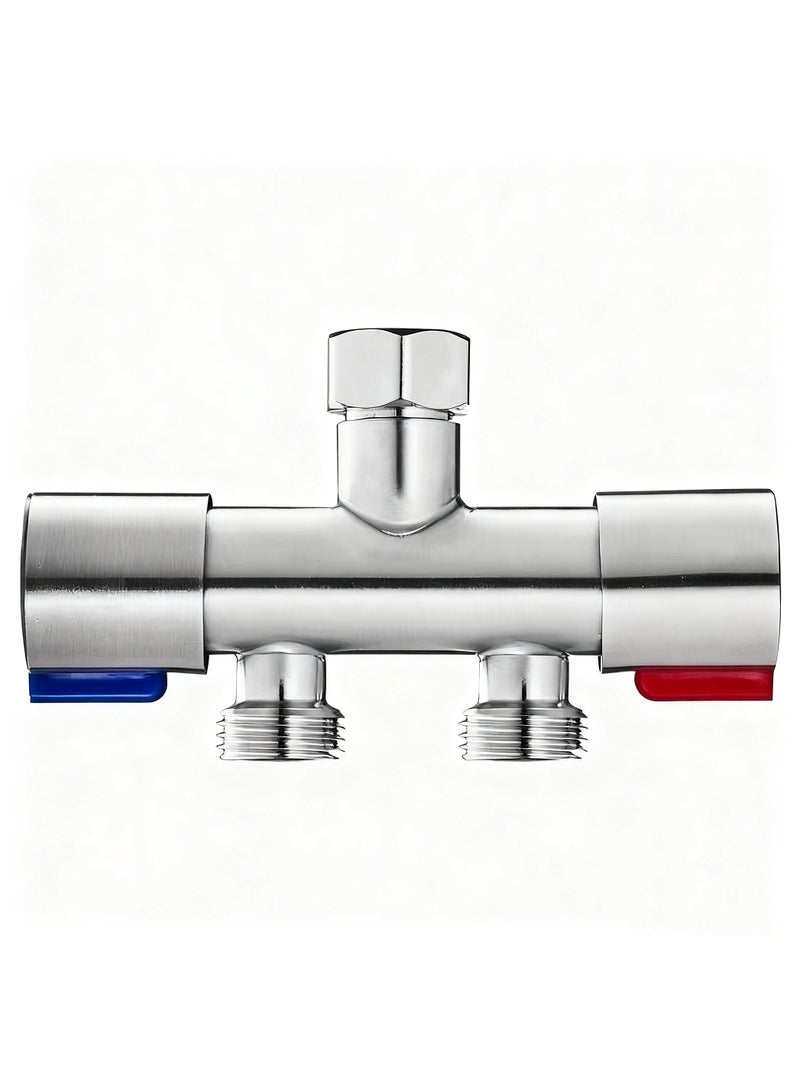 1 in and 2 out water dividing angle valve, bathroom washing machine toilet water dividing angle valve, G1/2 handshake bathroom hotel accessories water angle valve - Image 1