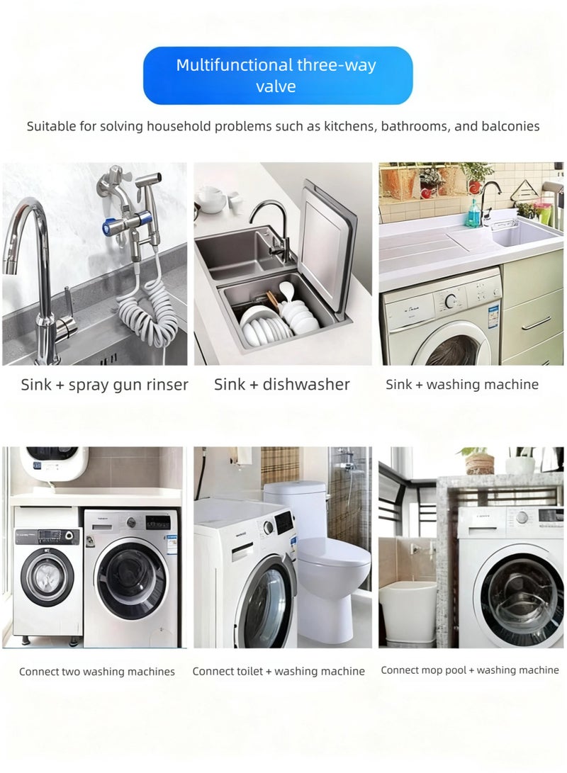 1 in and 2 out water dividing angle valve, bathroom washing machine toilet water dividing angle valve, G1/2 handshake bathroom hotel accessories water angle valve - Image 5