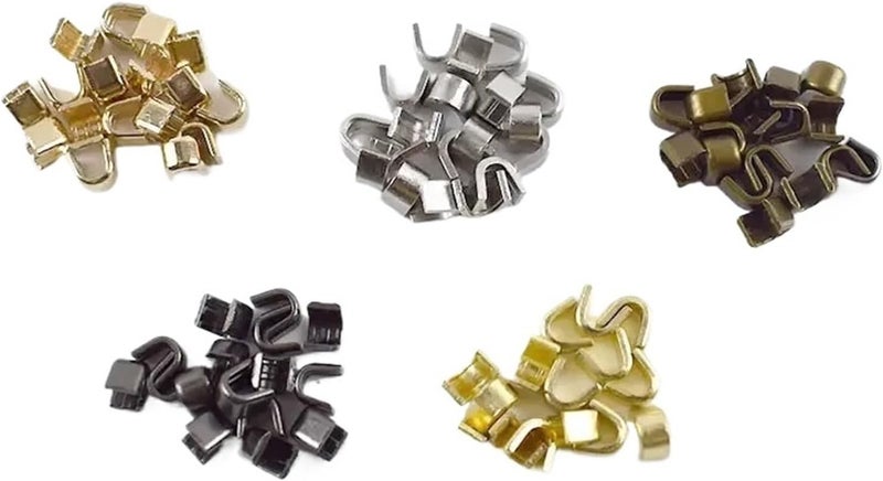 Zipper Stops 100pcs Brass U Style Zipper Stopper Non-Slip for 3# 5# 8# 10# for Metal Nylon Resin Zippers Repair Crafts Accessory(Gold,8#) - Image 2