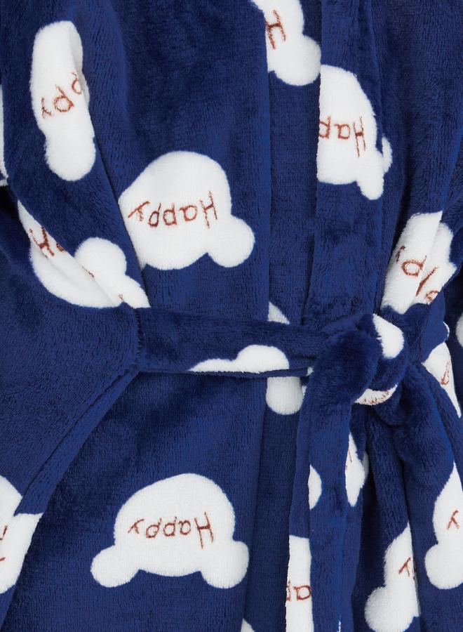 Styli Printed Hooded Tie-Up Bath Robe - Image 3